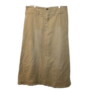 Womens Corduroy Skirt Size 13/14 Medium Tan Maxi Peasant 80s 90s Prairie